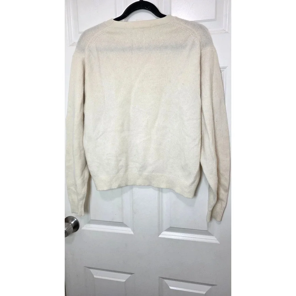 Uniqlo Women's M Beige Indie‎ Preppy Glam100% Wool Crewneck Sweater